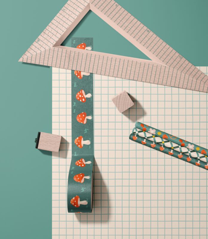 washi tape and pencils